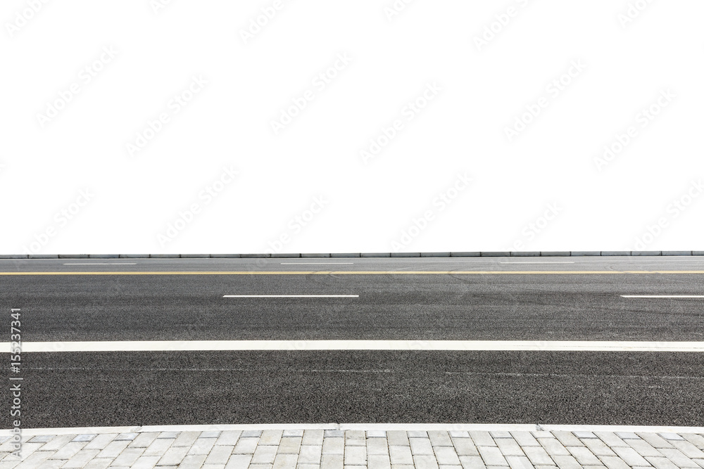 New asphalt road on white background