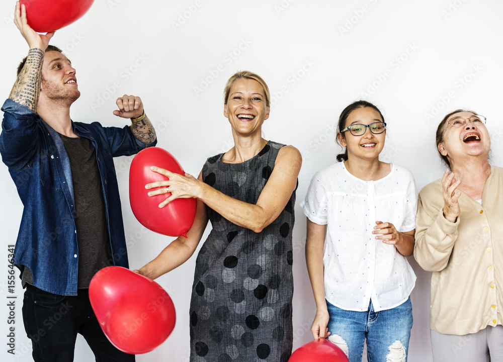 Group of Diverse People Holding Balloons Cheerful