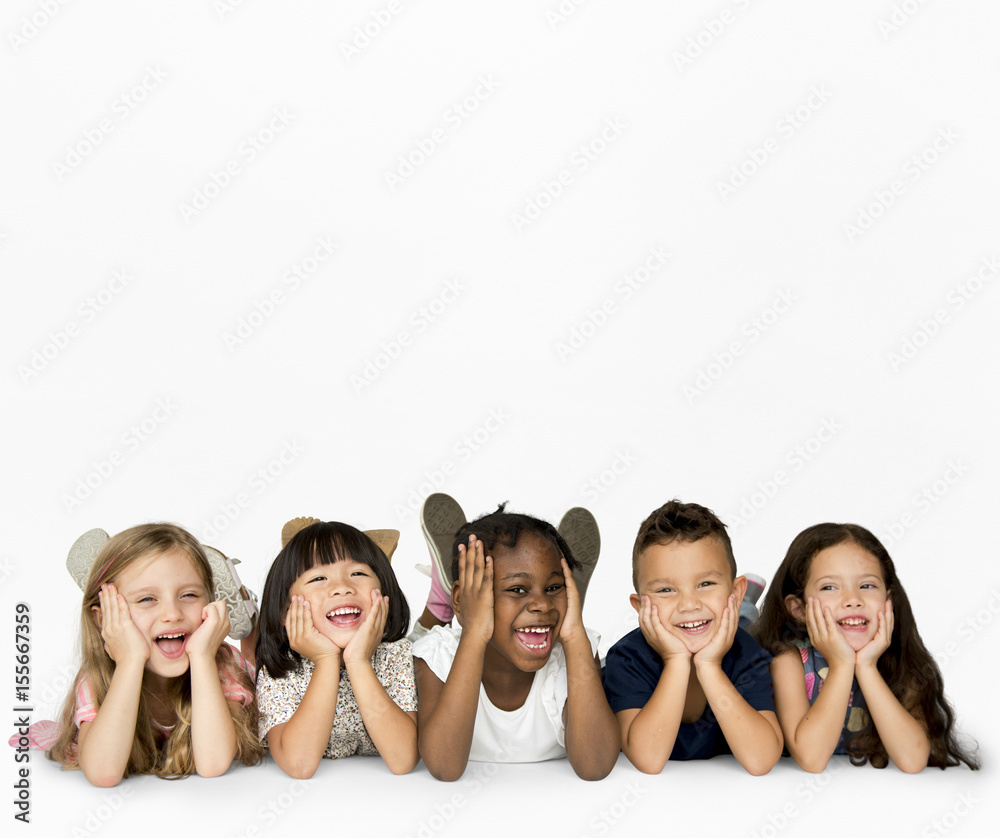 Happiness group of cute and adorable children lay down