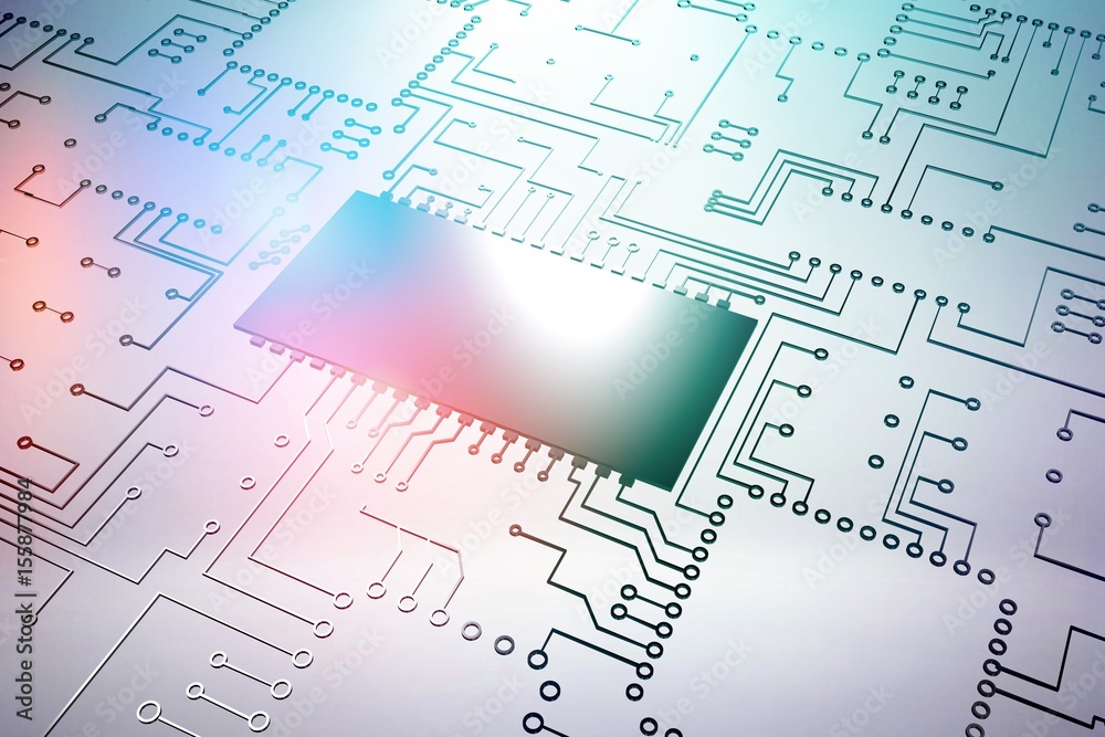 Composite image of digitally generated image of circuit board