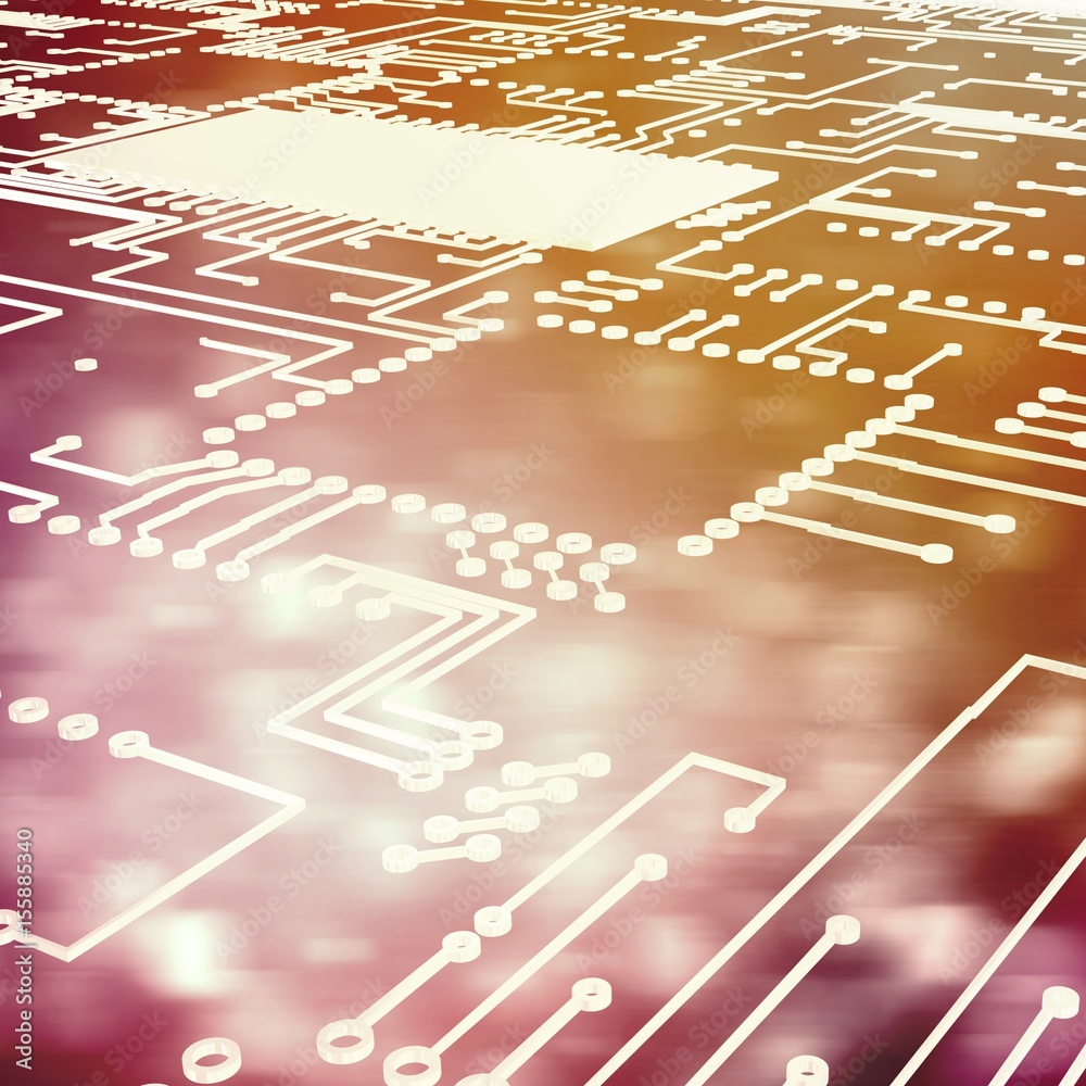 Composite image of circuit board on white background