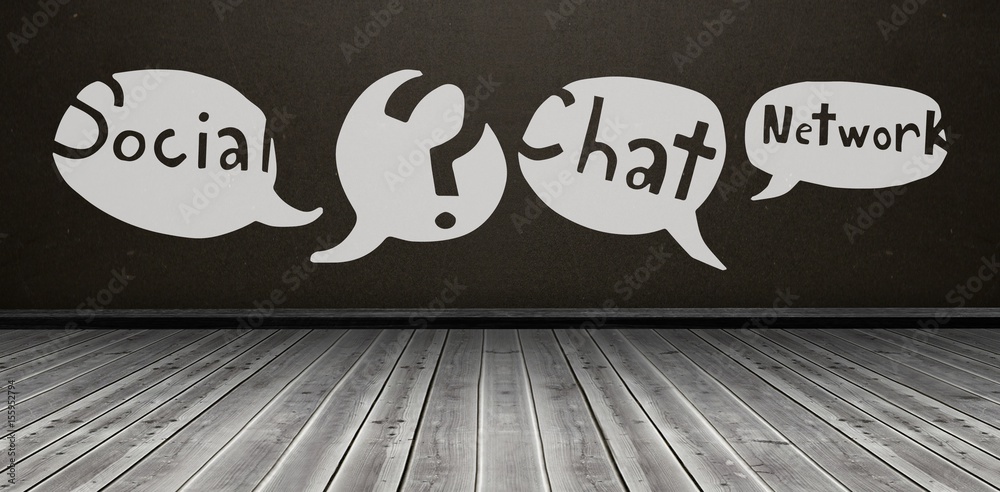 Composite image of composite image of speech bubbles with text