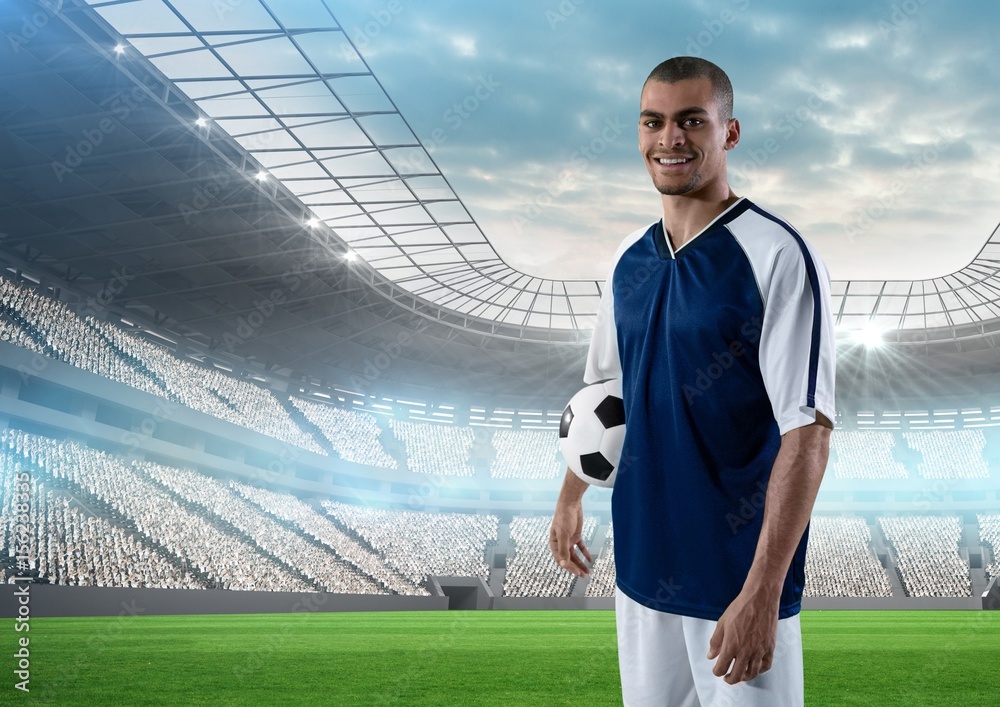 soccer player with ball in the field