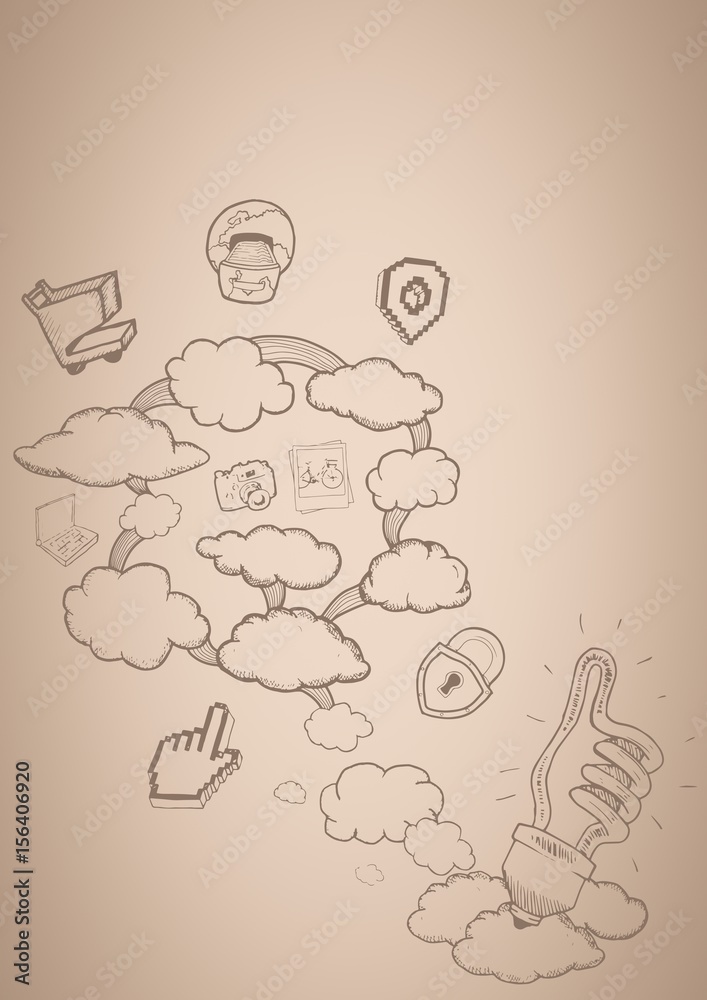 Cream background with cloud doodles