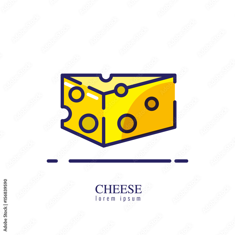 Cheese vector icon on a white background. flat thin line icon. vector illustration