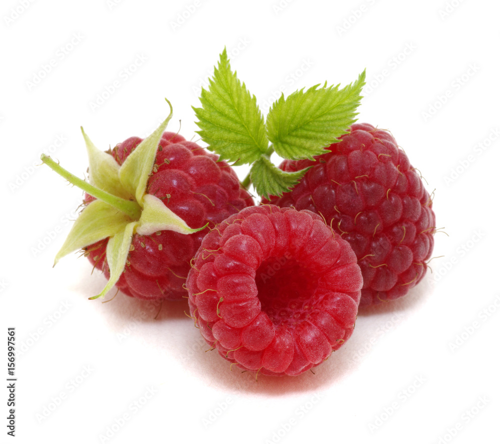 Raspberry with leaves