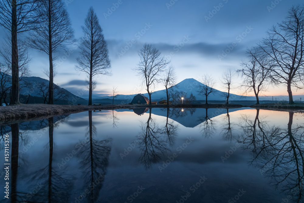 Mountain Fuji in the morning at Fumotopara camping ground, Fujinomiya , Shizuoka prefecture