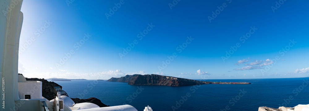 希腊圣托里尼火山口岛全景