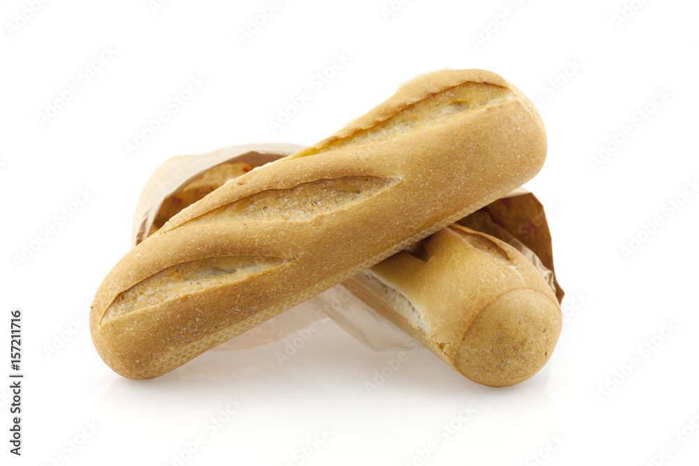 Two bread loaf isolated on white background.