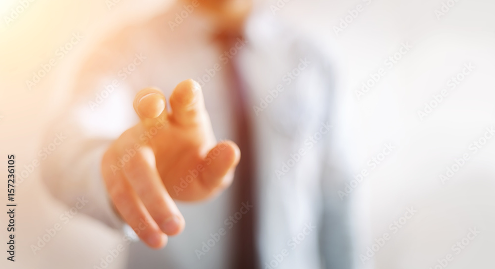 Businessman pointing his finger