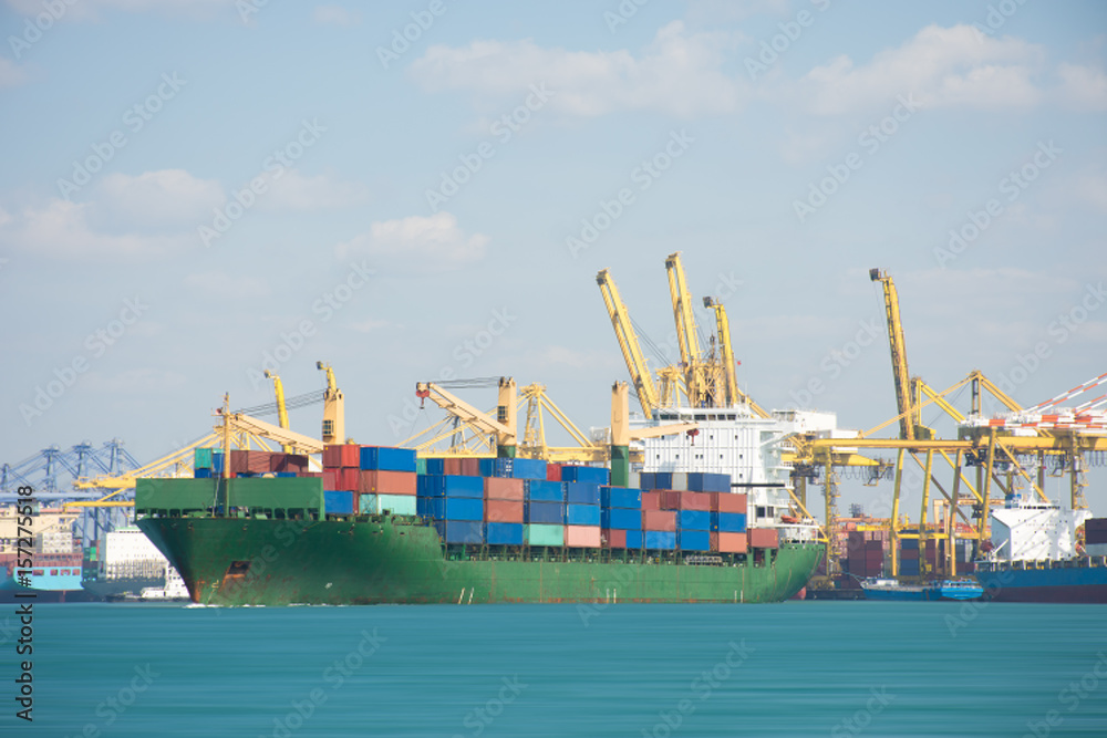 ship with container import export goods to customer.