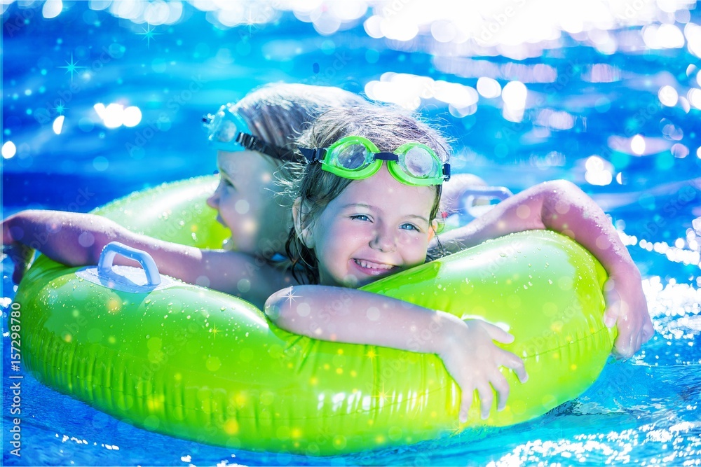 Kids in pool.