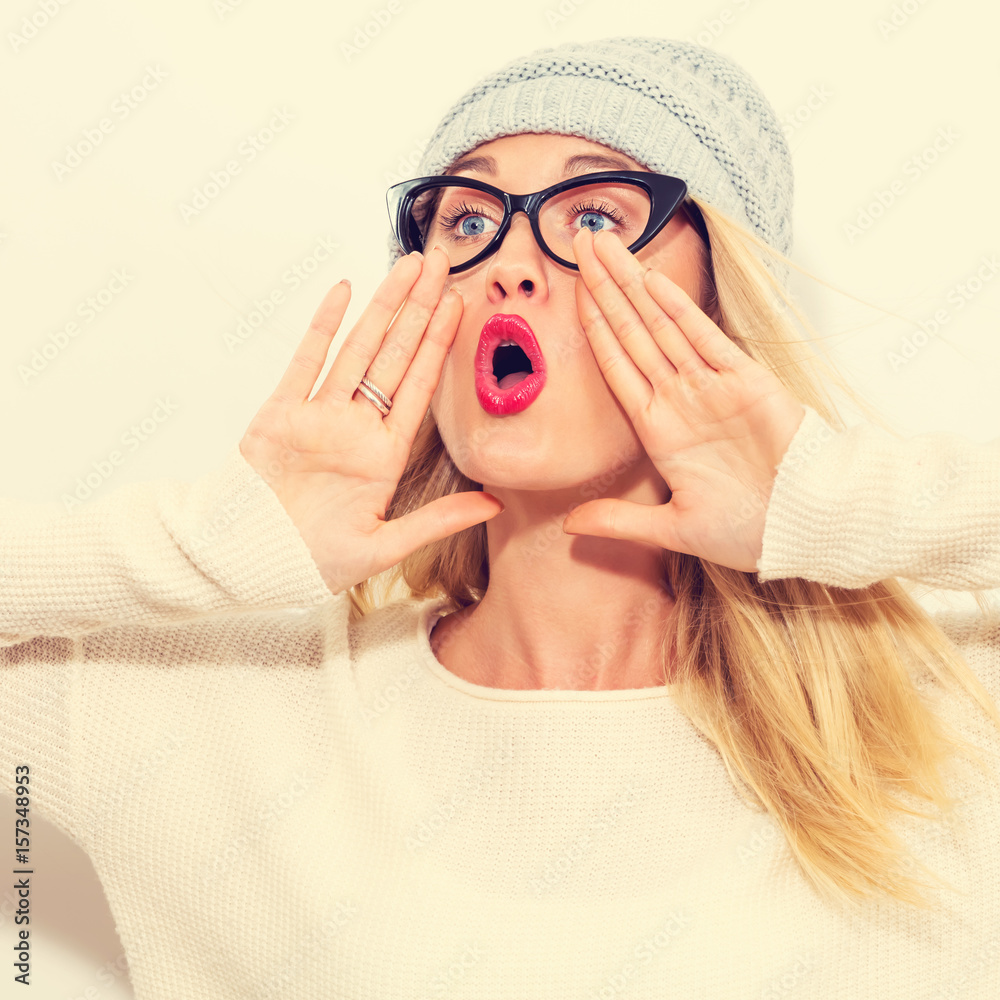 Young woman shouting