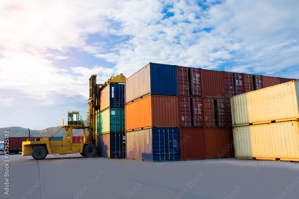 container with forklift delivery goods.