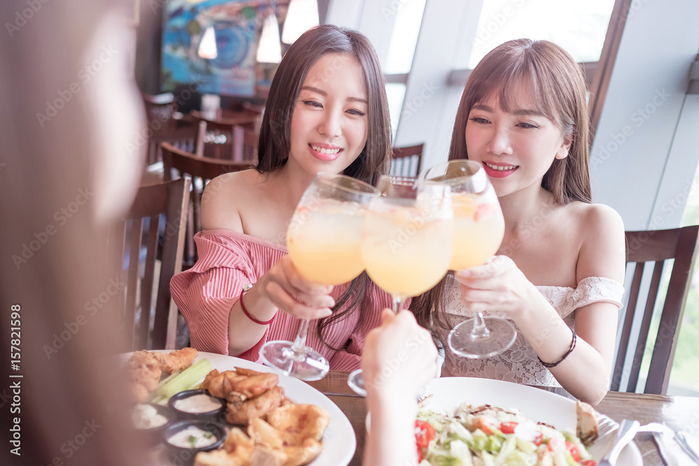 women dine in restaurant