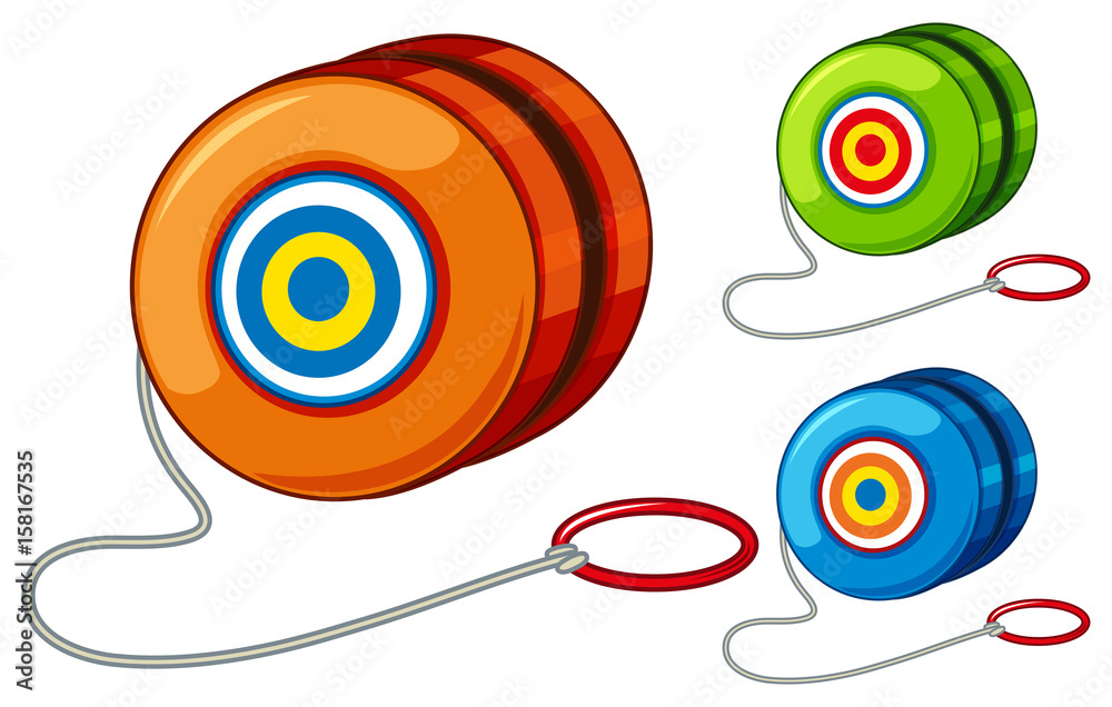 Yoyo in three different colors