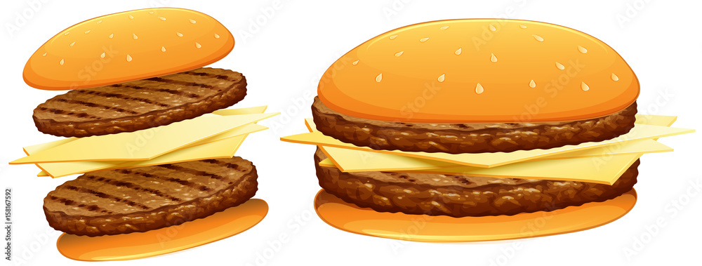 Hamburgers with beef and cheese