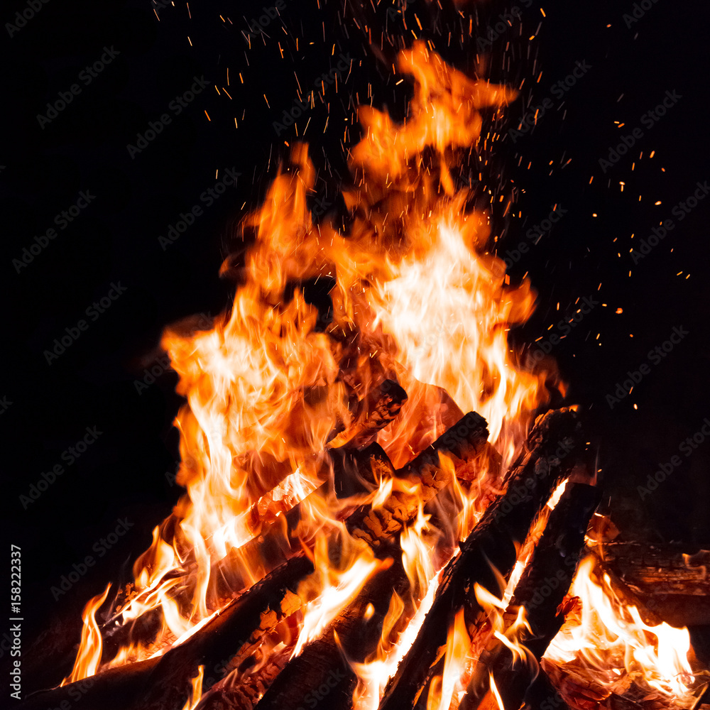 Campfire with sparks