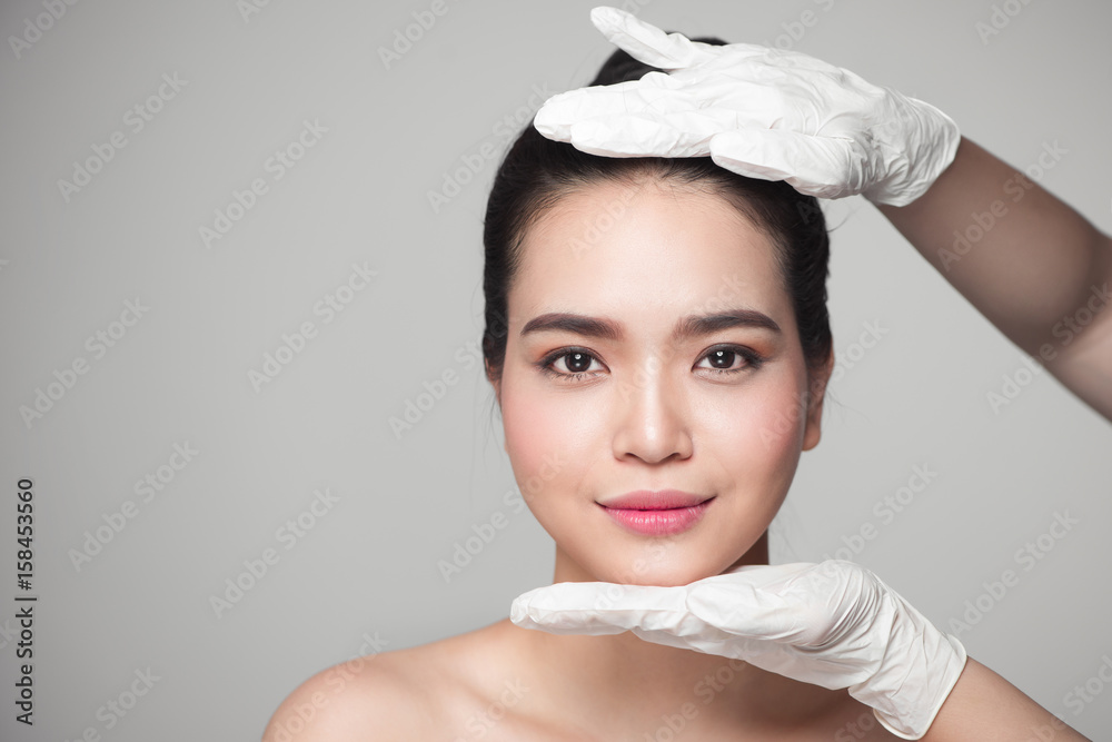 Facial beauty. Beautiful Woman before Plastic Surgery Operation Cosmetology.