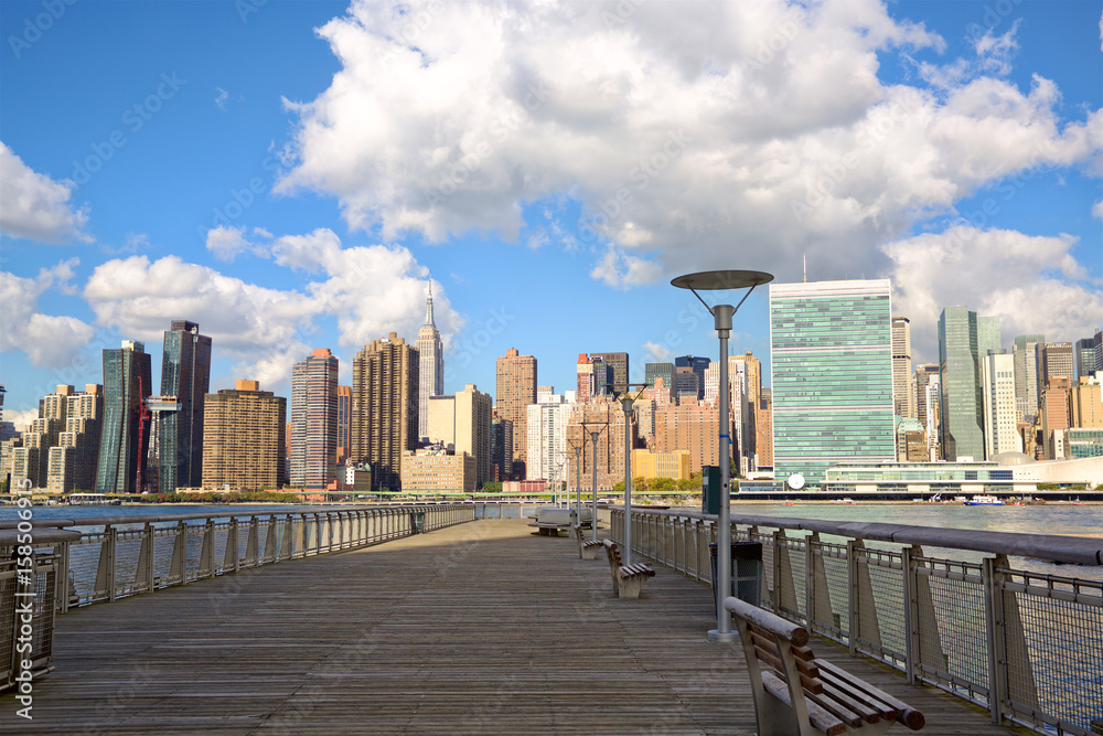 Manhattan Midtown cityscape  from Queens in New York City