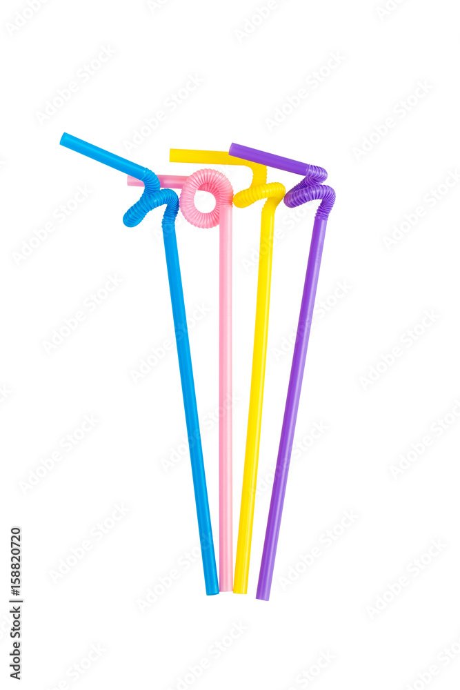 colorful drinking straws isolated