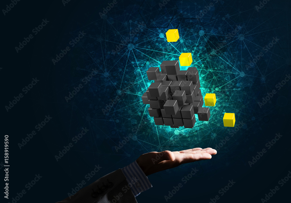 Idea of new technologies and integration presented by cube figure