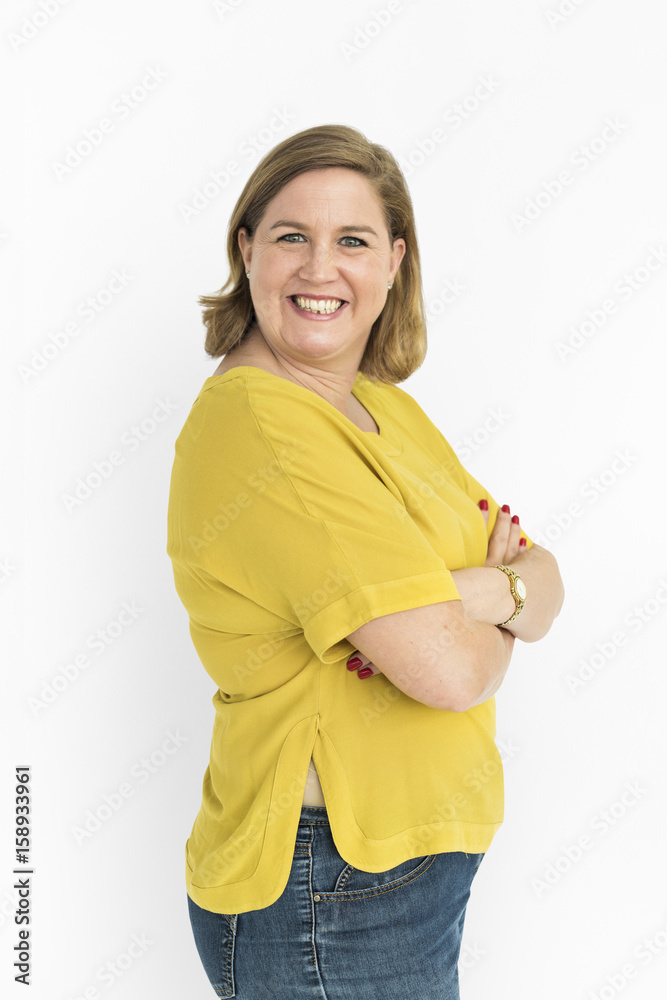 Woman Cheerful Studio Portrait Concept