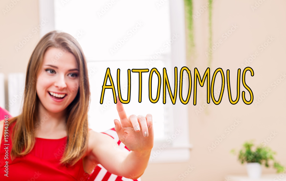 Autonomous concept with young woman