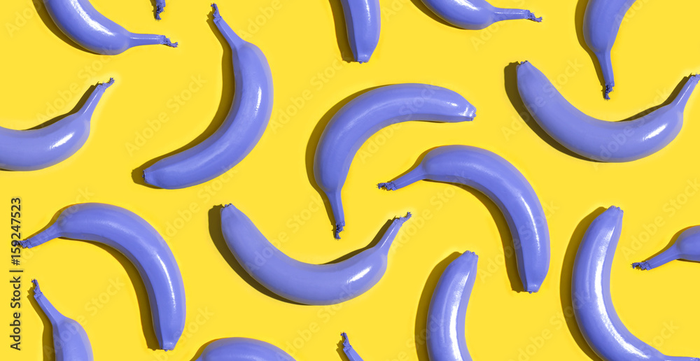 Series of painted purple bananas