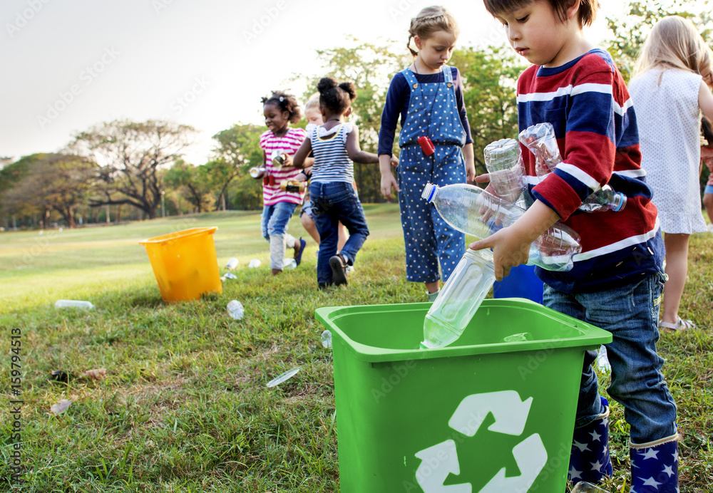 Group of kids school volunteer charity environment