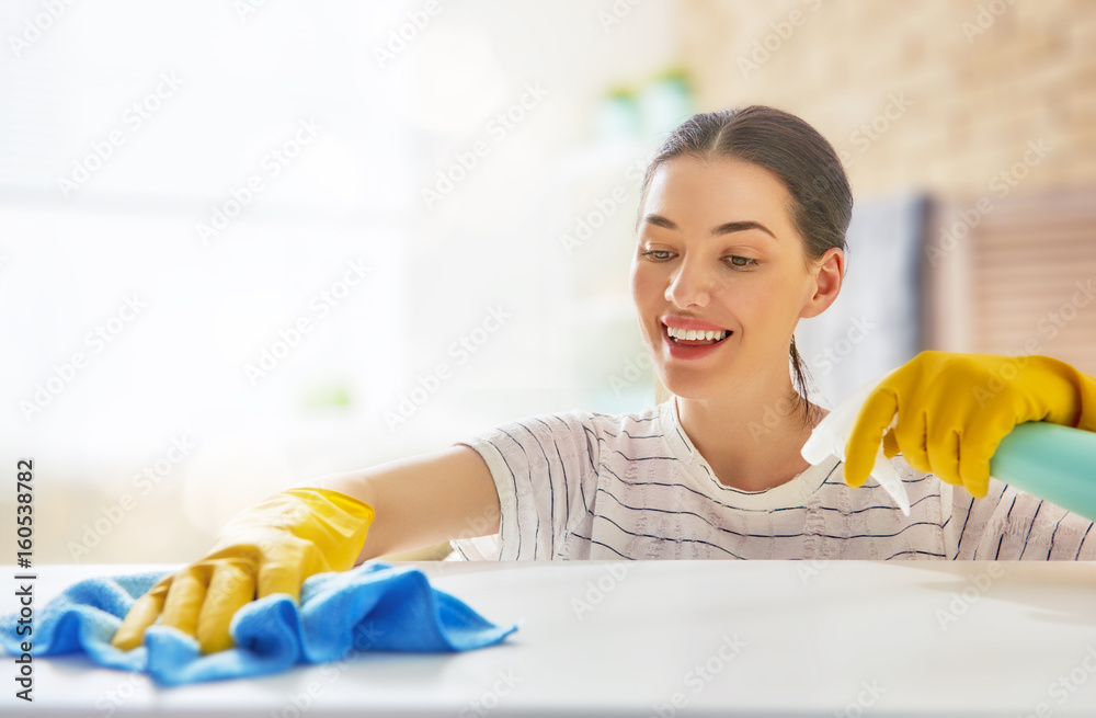 woman makes cleaning