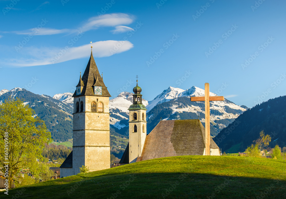 Idyllic alpine city Kitzbühel in spring, Tyrol, Austria