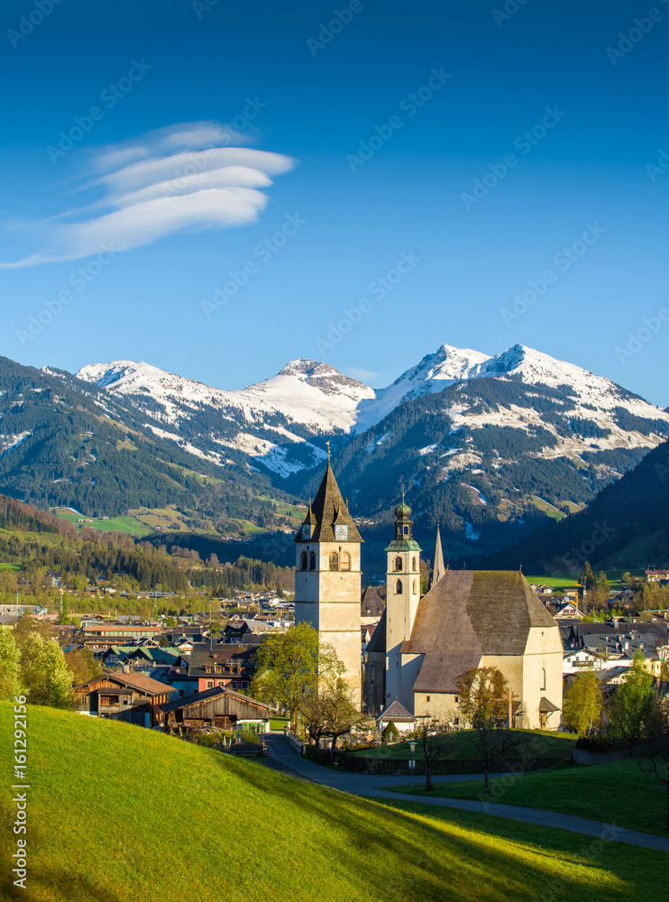 Idyllic alpine city Kitzbühel in spring, Tyrol, Austria