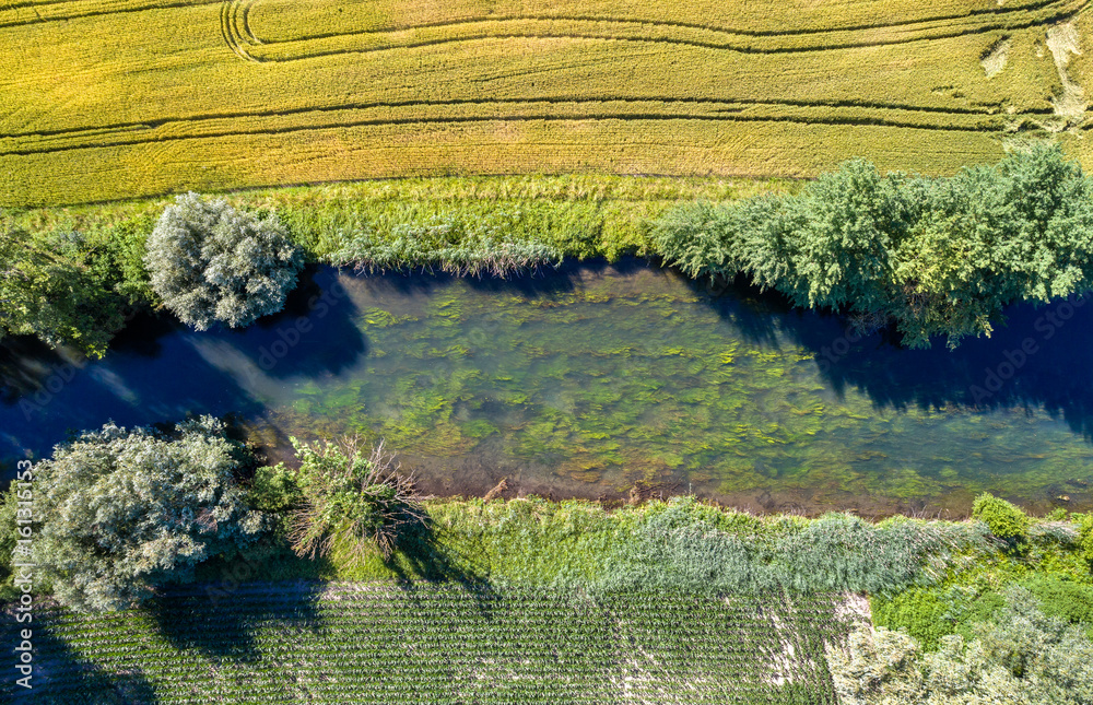 Le Rhin Tortu, a small river in the south of Strasbourg - Grand Est, France