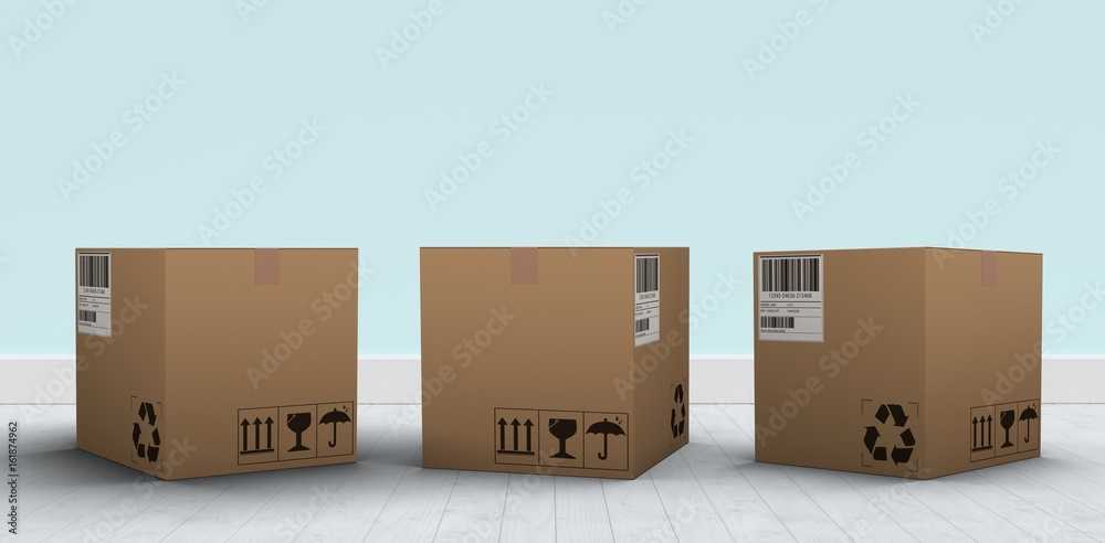 Composite 3d image of digital image of brown parcel