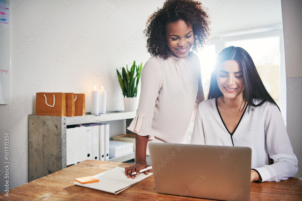 Two smiling successful women entrepreneurs