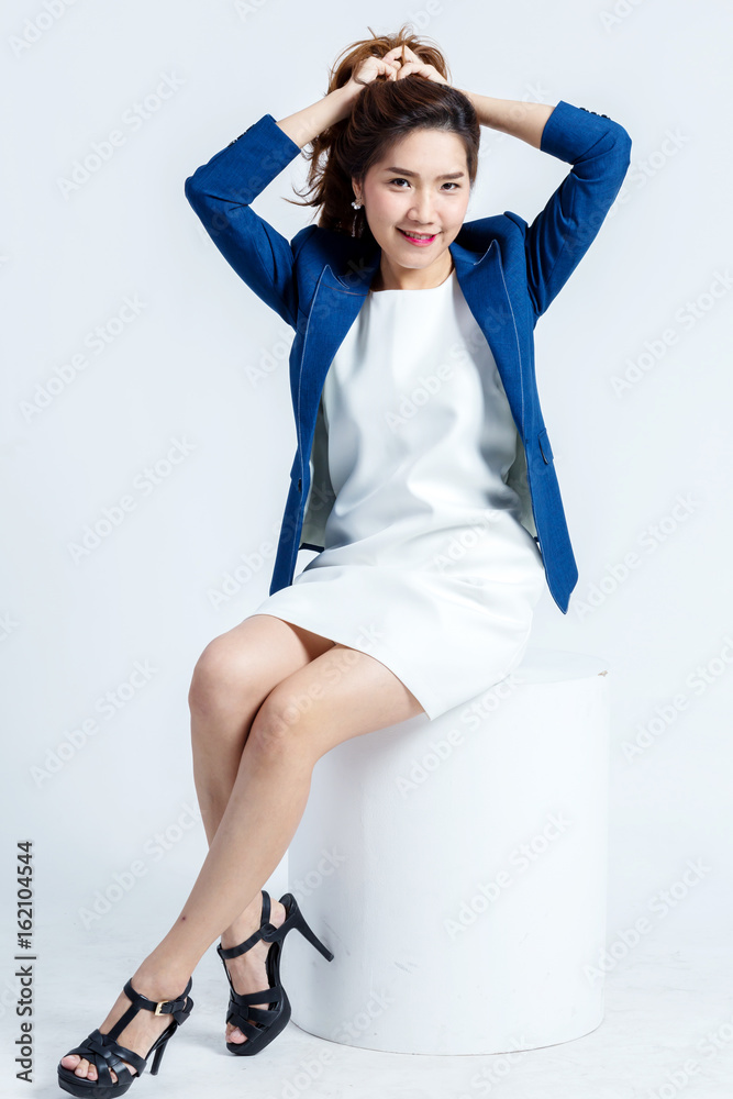 young asian businesswoman on white background