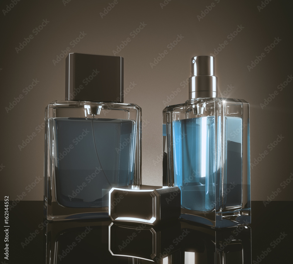 Blue perfume bottles