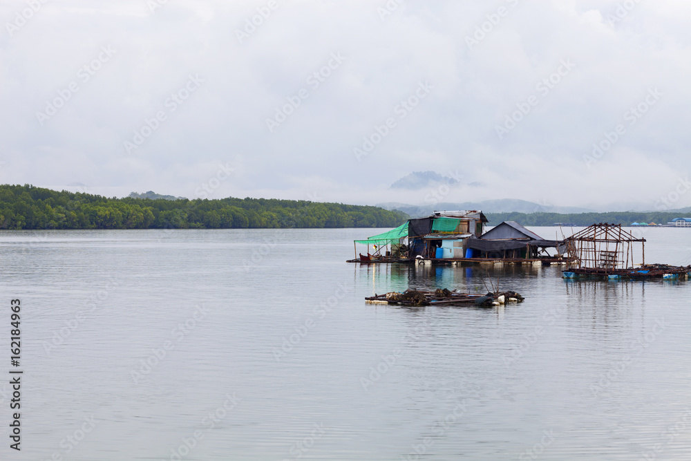 Fishermans house in sea phang nga Thailand