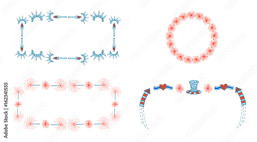 Vector icon set of various floral frames against white background