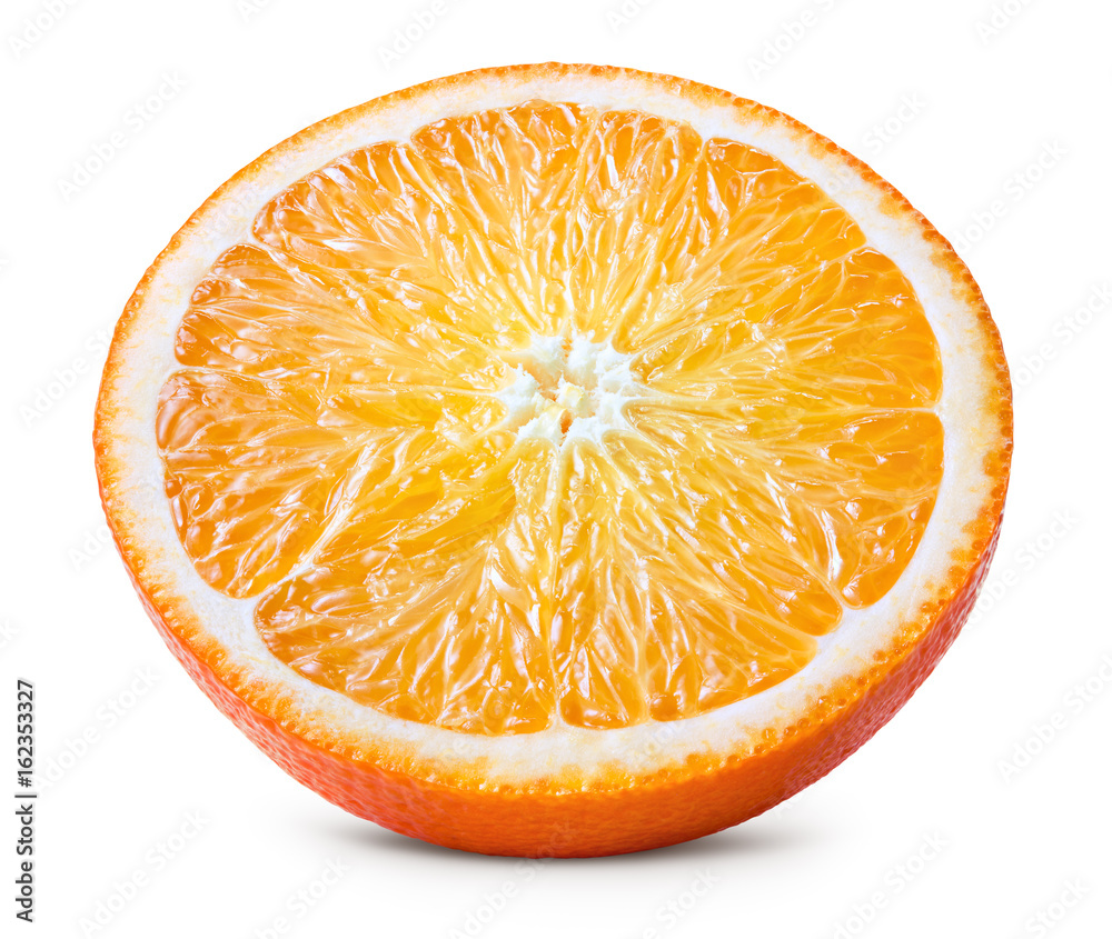 Orange. Orange slice. Round slice isolated on white background. With clipping path.