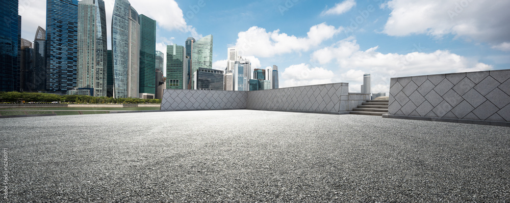 empty road with modern buildings