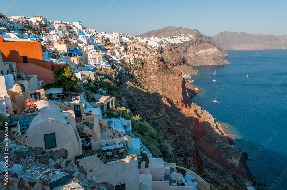 Sunset at Oia, Santorini, Greece.