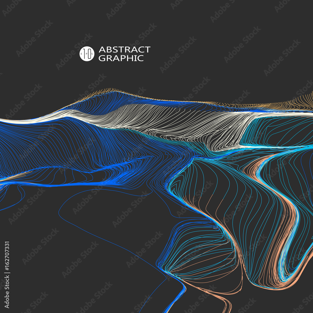 Wavy abstract graphic design, vector background.