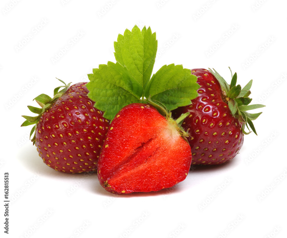 Strawberries with leaves