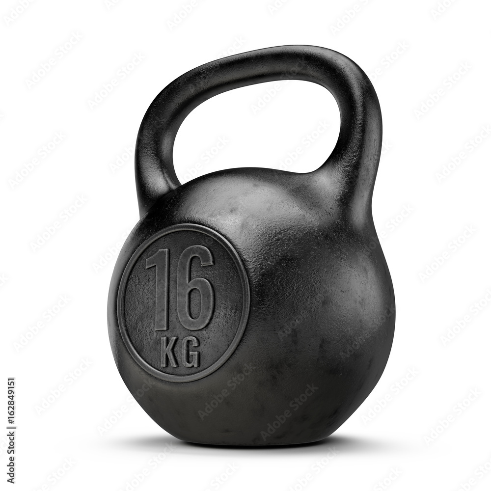 Kettlebell健身房重量在白色背景上隔离。3d渲染