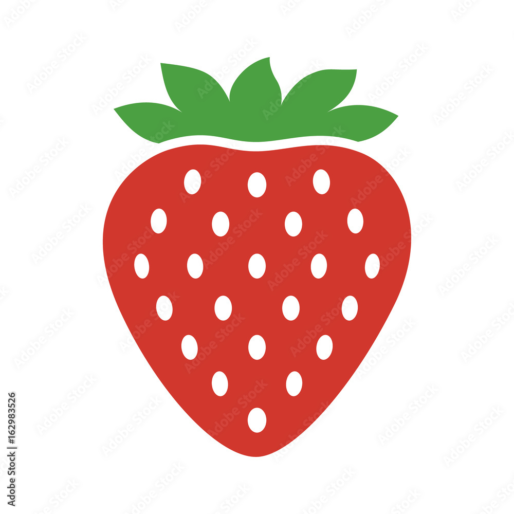 Garden strawberry fruit or strawberries flat color vector icon for food apps and websites