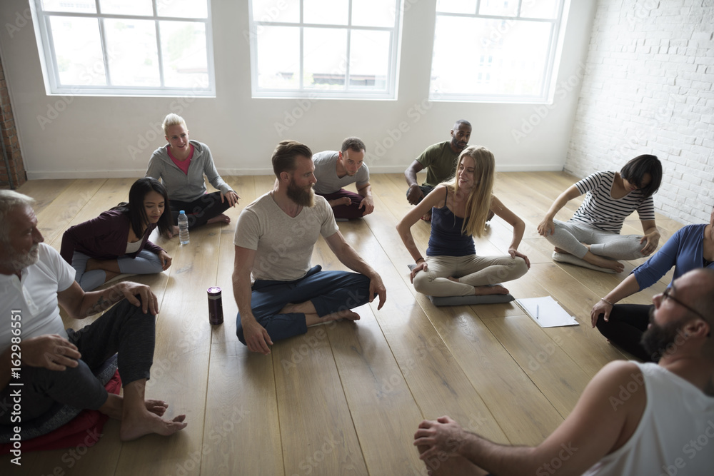 Diversity People Exercise Class Relax Concept