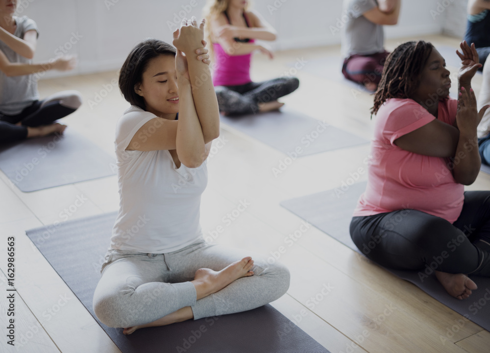 Diversity People Exercise Class Relax Concept