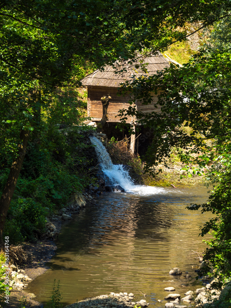 Water mills on the nera river. Caras Severin. Romania